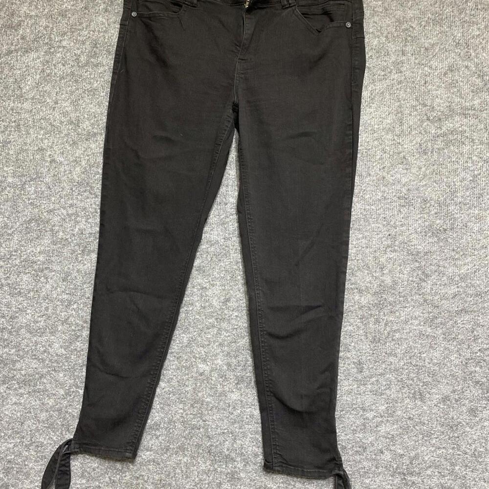 Democracy Ab Solution Skinny Ankle Jeans 14 Stretch Black Mid Rise MissinButton - Picture 1 of 12